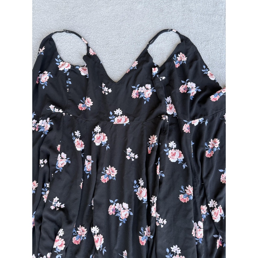 Abercrombie & Fitch Dress Womens Small Black Floral Wrap Midi Sleeveless V Neck - Picture 10 of 13